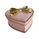 Heart Shape Pink & Gold Bow Trinket Box