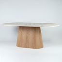 Axis Dining Table 200cm with grey faux marble top and natural base