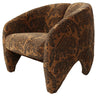 Brown armchair with black animal pattern on a white background