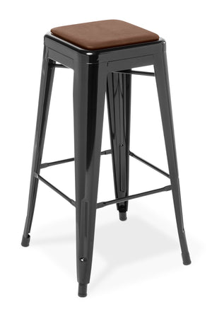 Industry Bar Stool W/ Seat Upholstered - Black