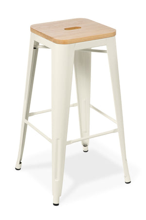Industry Bar Stool With Ash Timber Top - White