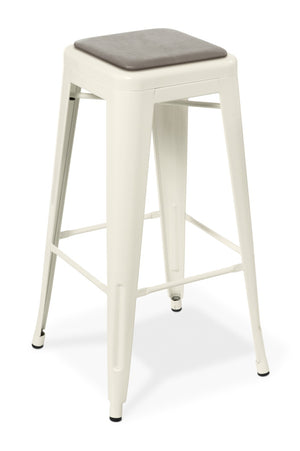 Industry Bar Stool W/ Seat Upholstered - White