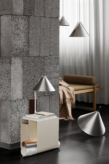 Kristina Dam Cone Table Lamp, showing the tapered aluminium cone shade