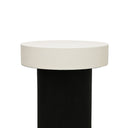 CLARENCE Round Side Table - White Linen & Black Shagreen