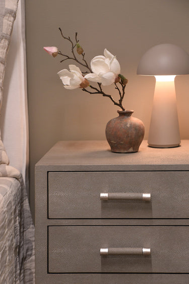 CLARENCE Side Table w/2 Drawer - Taupe Shagreen