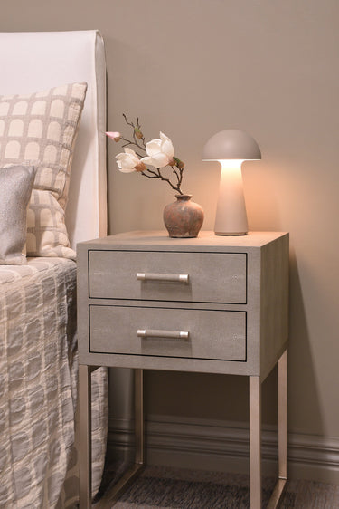 CLARENCE Side Table w/2 Drawer - Taupe Shagreen