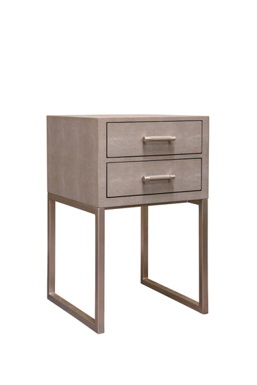 CLARENCE Side Table w/2 Drawer - Taupe Shagreen