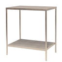 CLARENCE Side Table w/Shelf - Taupe Shagreen