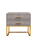 CLARENCE Dorsey Side Table w/2 Drawers - Light Grey Shagreen