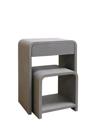 CLARENCE Bentley Bedside Tall w/Drawer - Fog Rattan