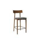MUUBS Tetra barstool in dark oiled oak with granite grey upholstery