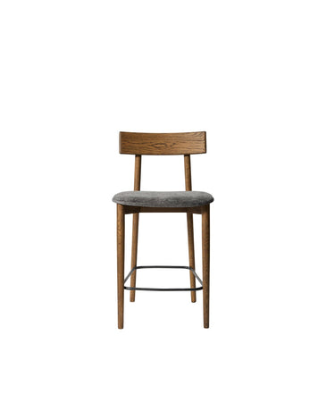Smoked oak and grey fabric detail on the MUUBS Tetra barstool
