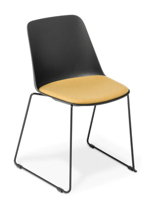 Max Sled Chair - Seat Upholstered Black