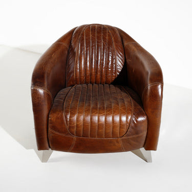 Mustang Aged Leather Armchair - Vintage Cigar