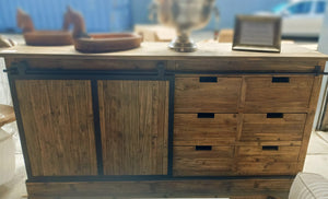 Sliding Door and 6 Drawers Buffet Table