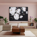 Peonies with Gold Foil Wall Art in living room