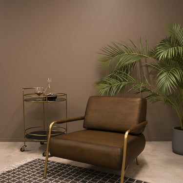 PURE Sinclair Leather Chair - Matt Light Olive / Brass Legs - Side View