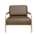 PURE Sinclair Leather Chair - Matt Light Olive / Brass Legs - Detail