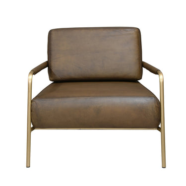 PURE Sinclair Leather Chair - Matt Light Olive / Brass Legs - Detail