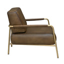 PURE Sinclair Leather Chair - Matt Light Olive / Brass Legs - Back View