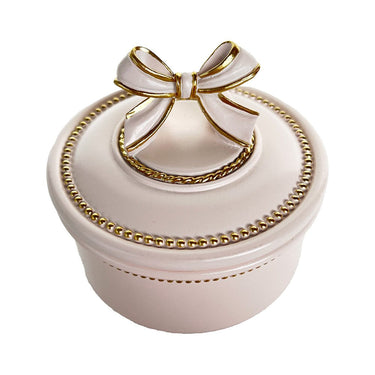 Pink & Gold Ribbon Trinket Box close up