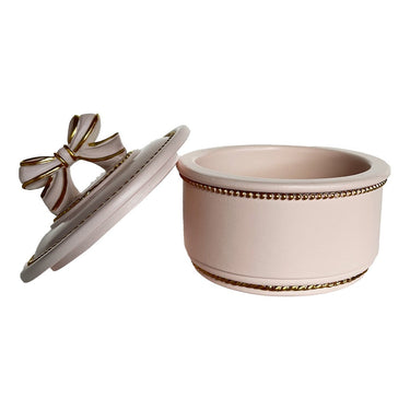Pink & Gold Ribbon Trinket Box lid open