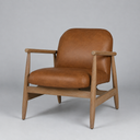 Sable Leather Armchair in Cognac Leather and Light Oak