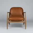 Sable Leather Armchair Cognac Leather front view