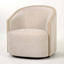 Barrell Occasional Swivel Chair in linen look fabric with light oak base