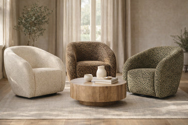 Crown Swivel Chair - Taupe/Natural