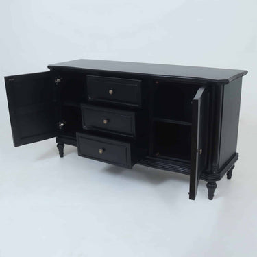 Allure Sideboard in black, detail of the drawer fronts