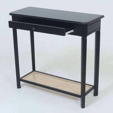 Moderno Console 80cm in black and rattan, detail view