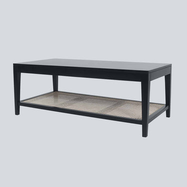 Moderno Coffee Table 120cm in black with rattan detail