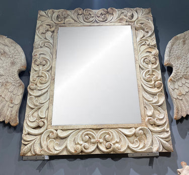 Antique marble ornate mirror frame detail