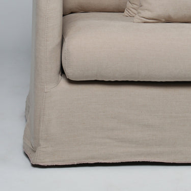 Harbour Slip Cover Sofa in natural linen look - raw edge detail