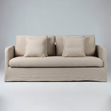 Harbour Slip Cover Sofa in natural linen look - angled view