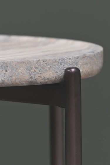 VISTA Athen Low Side Table - Travertine Finish