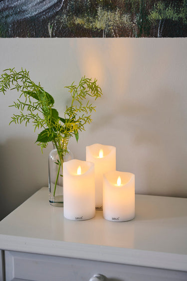 SIRIUS Sara Rechargeable S/3 Candles D75 - White