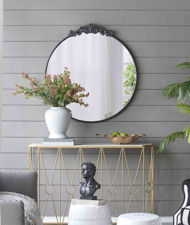 Black metal round mirror side view