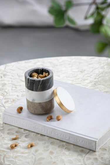Marble Stackable Jars with Lid - Set of 3 at Online8 Furniture Auckland NZ