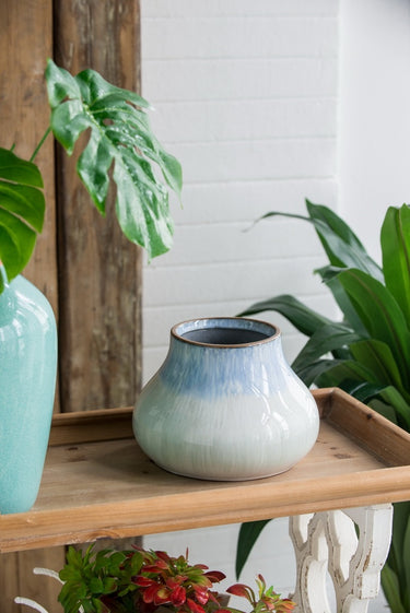 Ceramic Vase - Grey & Blue 17cm at Online8 Furniture Auckland NZ