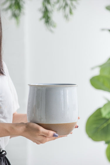 Ceramic Vase - White & Terracotta 16cm at Online8 Furniture Auckland NZ