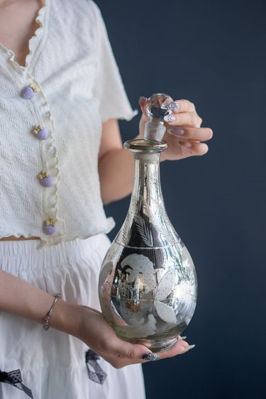 Antique Mirrored Vase with Stopper - Speckled 31cm at Online8 Furniture Auckland NZ