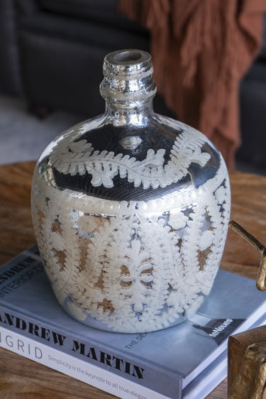 Antique Mirrored Vase - Wide 26cm at Online8 Furniture Auckland NZ