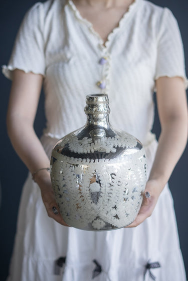 Antique Mirrored Vase - Wide 26cm at Online8 Furniture Auckland NZ