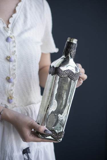 Antique Mirrored Bottle Vase - 31cm at Online8 Furniture Auckland NZ