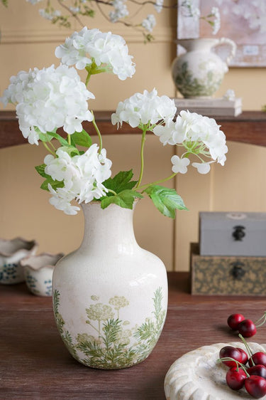 Ceramic Green Floral Vase - 26cm at Online8 Furniture Auckland NZ