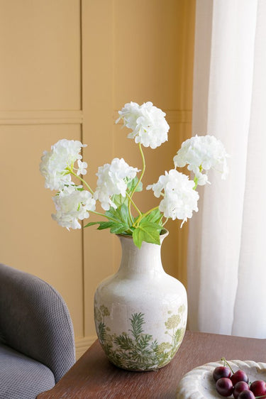 Ceramic Green Floral Vase - 26cm at Online8 Furniture Auckland NZ
