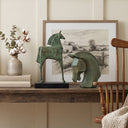 Stone powder and resin surface detail on the horse head sculpture