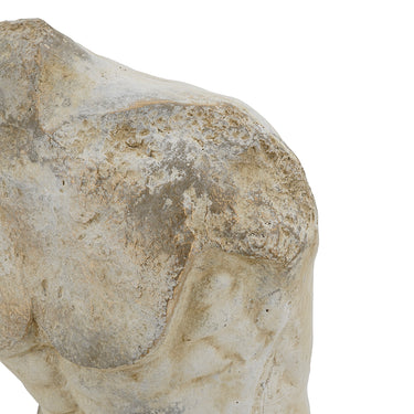 Rear view of the antique stone finish Belvedere torso statue